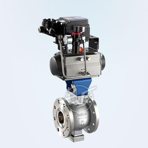 Pneumatic V-type adjusting flange ball valve